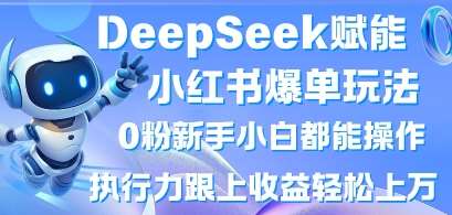 DeepSeek赋能小红书爆单玩法0粉新手小白都能操作，执行力跟上收益轻松上W，懒人勿做-菡洋资源网