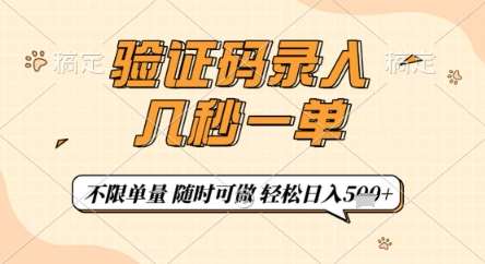 验证码录入，几秒钟一单，只需一部手机即可开始，随时随地可做，每天5张+【揭秘】-菡洋资源网