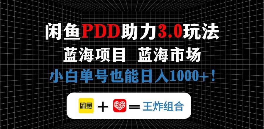 （14516期）闲鱼卖拼多多助力项目，蓝海市场新手也能单号日入1000+-菡洋资源网