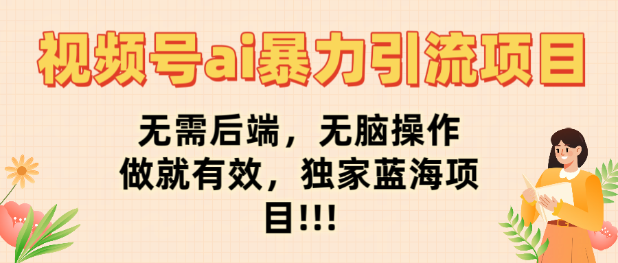 视频号ai暴力引流项目，无需后端，无脑操作，做就有效，独家蓝海项目!!!-菡洋资源网