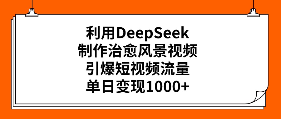 利用DeepSeek，制作治愈风景视频，引爆短视频流量，单日变现1000+-菡洋资源网