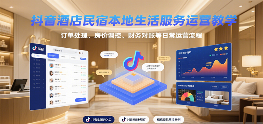 抖音酒店民宿本地生活服务运营教学，订单处理、房价调控、财务对账等日常运营流程-菡洋资源网