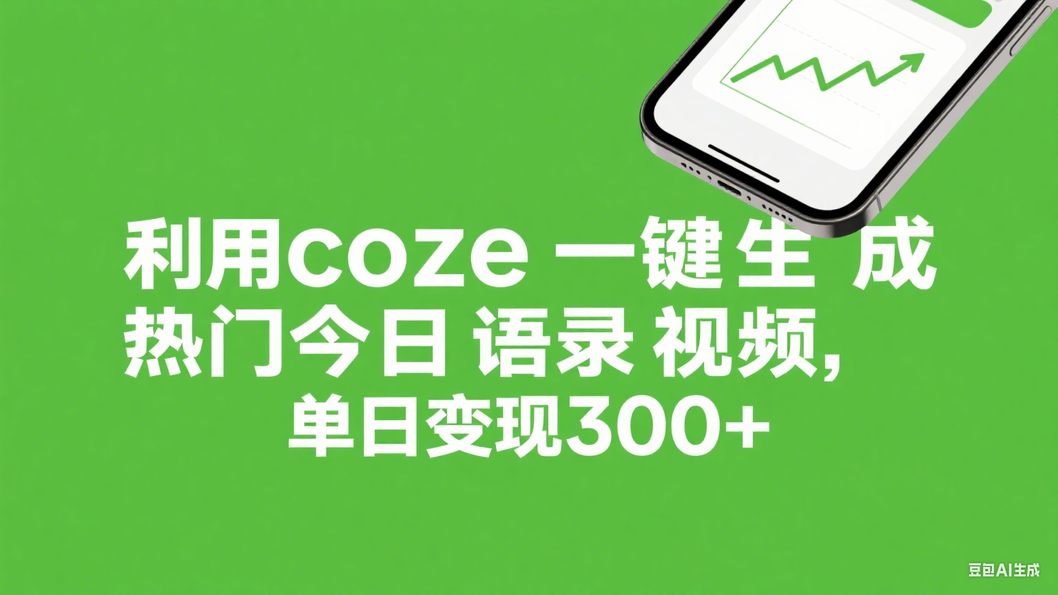 利用coze一键生成热门今日语录视频，单日变现300+-菡洋资源网