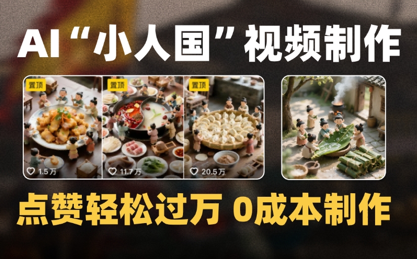 爆款1000W+微缩景观迷你小人国AI视频,0成本制作全流程教学-菡洋资源网