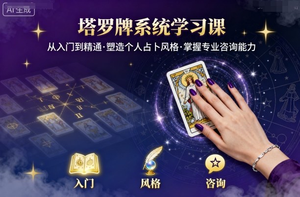 塔罗牌系统学习课，助你从入门到精通，塑造个人占卜风格，掌握专业咨询能力-菡洋资源网