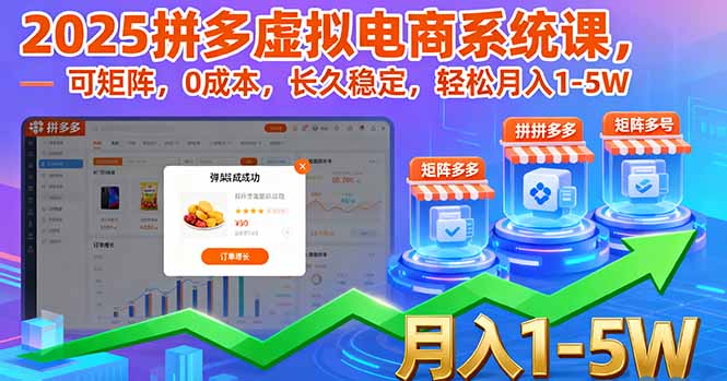 （16088期）2025拼多多虚拟电商系统课，可矩阵，0成本，长久稳定，轻松月入1-5W-菡洋资源网