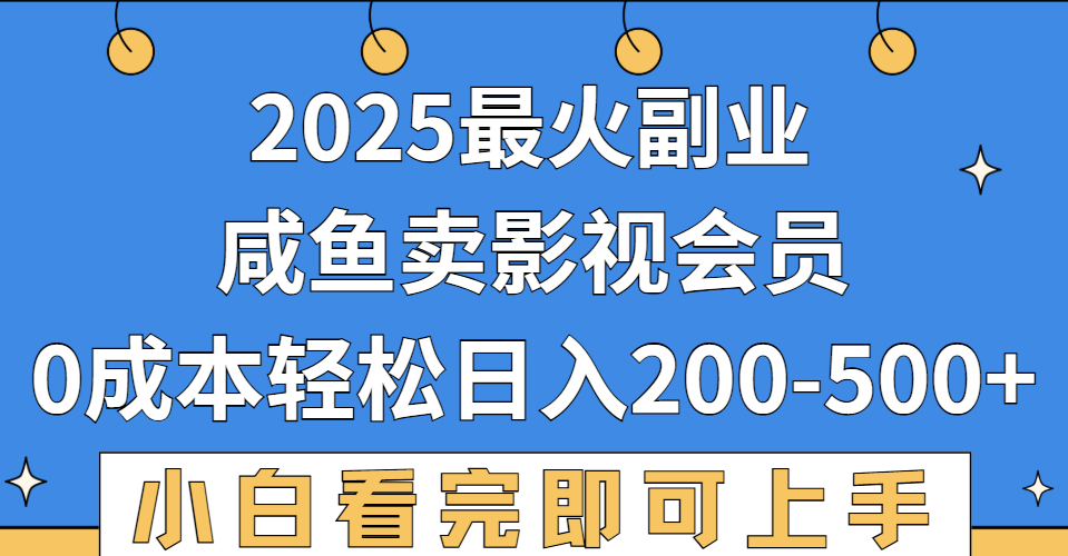 2025最火副业，闲鱼卖vip影视会员，零成本日入200-500-菡洋资源网