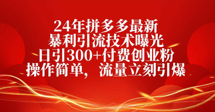25年拼多多最新暴利引流技术曝光、日引300+付费创业粉操作简单，流量立刻引爆-菡洋资源网