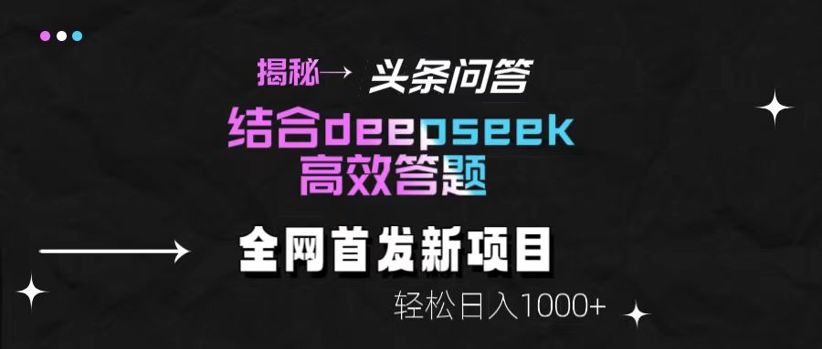 头条问答新玩法！结合deepseek高效答题，轻松日入1000+【揭秘】-菡洋资源网