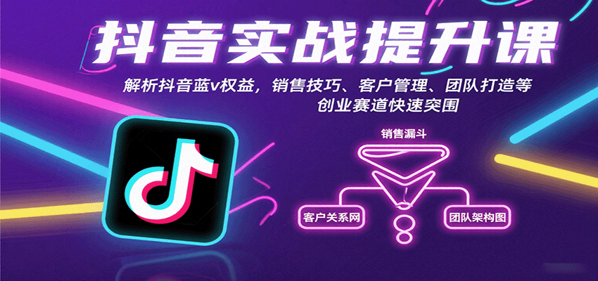 抖音实战提升课：解析抖音蓝v权益，销售技巧、客户管理、团队打造等创业赛道快速突围-菡洋资源网