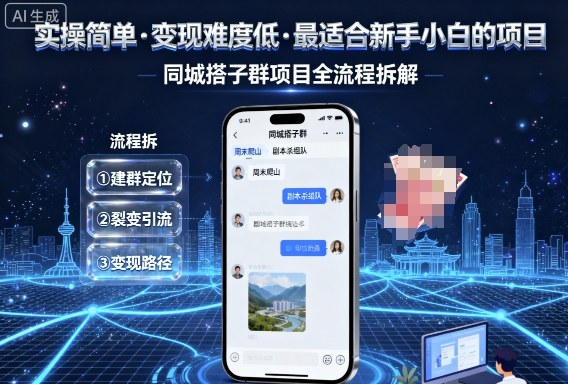 实操简单，变现难度低，最适合新手小白做的项目，每天轻松收入3张，同城搭子群项目全流程拆解-菡洋资源网