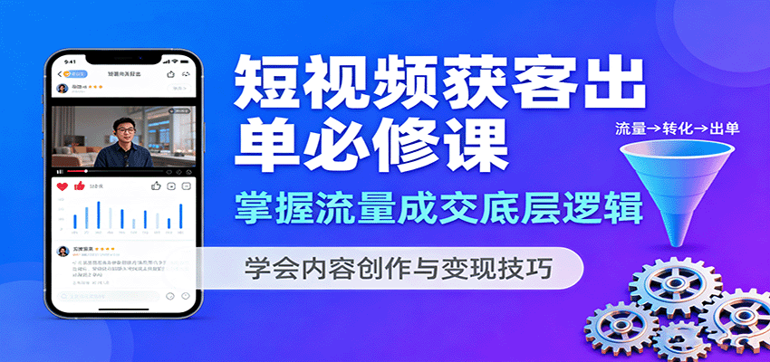 短视频获客出单必修课：掌握流量成交底层逻辑，学会内容创作与变现技巧-菡洋资源网