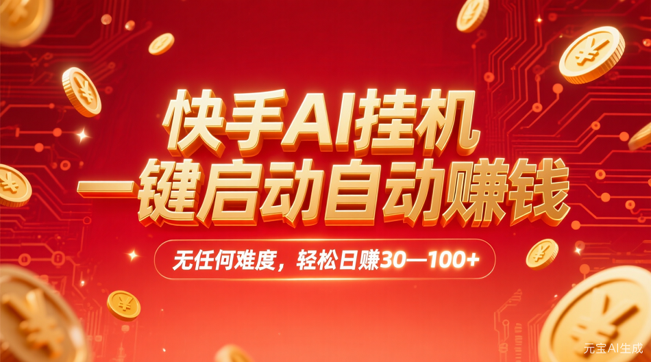 快手AI，一键启动自动赚钱 无任何难度，轻松一天30—100+-菡洋资源网