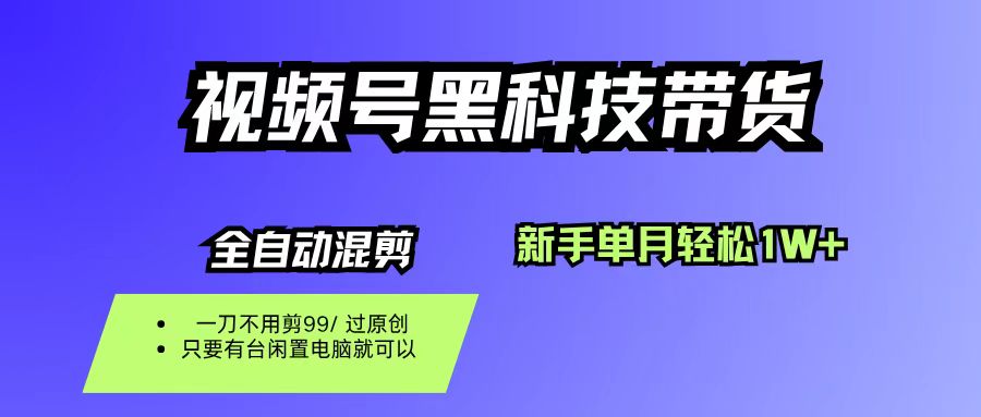 视频号黑科技短视频带货，新手也能单月到手1W+，一刀不用剪，零投资-菡洋资源网