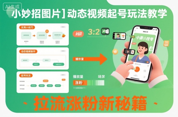 小妙招图片＋动态视频起号玩法教学，拉流涨粉新秘籍-菡洋资源网