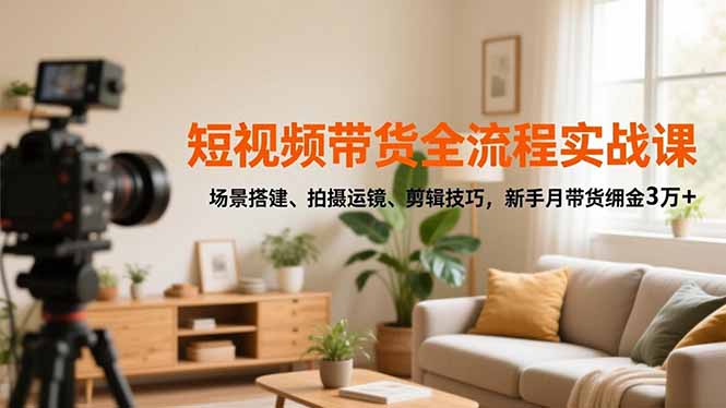 （16679期）短视频带货全流程实战课，场景搭建、拍摄运镜、剪辑技巧，新手月带货佣金3万+-菡洋资源网