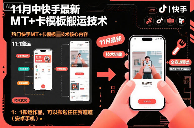 11月中快手最新MT+卡模板搬运技术，1：1搬运作品，可以搬运任何赛道（安卓手机）-菡洋资源网