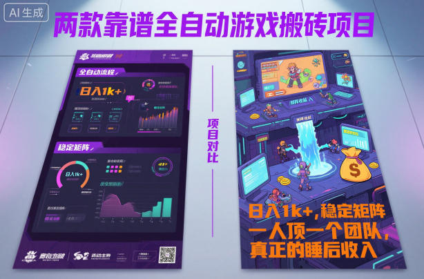两款靠谱全自动游戏搬砖项目，日入1k+，稳定可矩阵，一人顶一个团队，真正的睡后收入【揭秘】-菡洋资源网