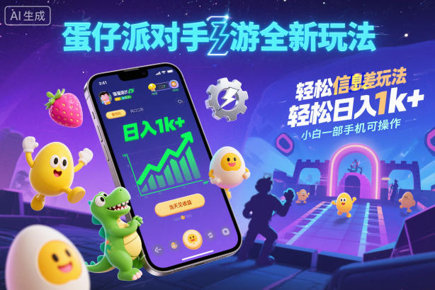 蛋仔派对手游全新玩法，轻松日入1k+，风口信息差玩法，当天见收益，小白一部手机可操作-菡洋资源网