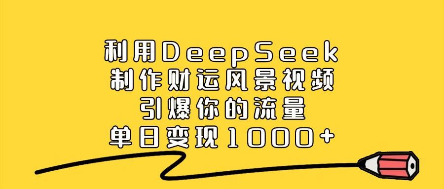 利用DeepSeek制作财运风景视频，引爆视频流量，单日变现1000+-菡洋资源网