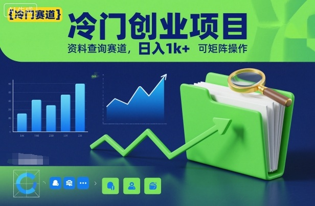 冷门创业项目，资料查询赛道，日入1k+，可矩阵操作-菡洋资源网