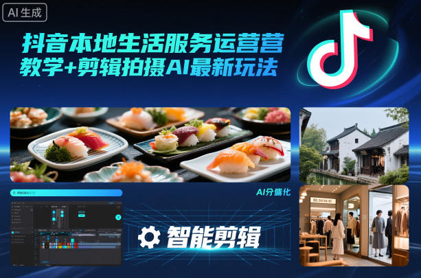 抖音本地生活服务运营教学+剪辑拍摄AI最新玩法-菡洋资源网