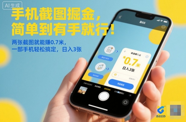 手机截图掘金，简单到有手就行！两张截图就能賺0.7米，一部手机轻松搞定，日入3张【揭秘】-菡洋资源网