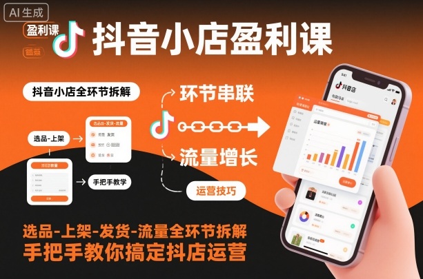 抖音小店盈利课-选品-上架-发货-流量全环节拆解，手把手教你搞定抖店运营-菡洋资源网