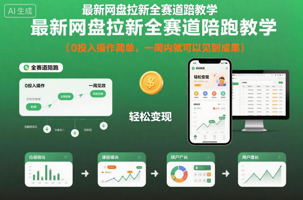 最新网盘拉新全赛道陪跑教学，0投入操作简单，一周内就可以见到成果-菡洋资源网