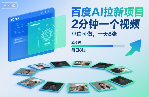 百度AI拉新项目，2分钟一个视频，小白可做，一天8张【附案例+保姆级教程】-菡洋资源网