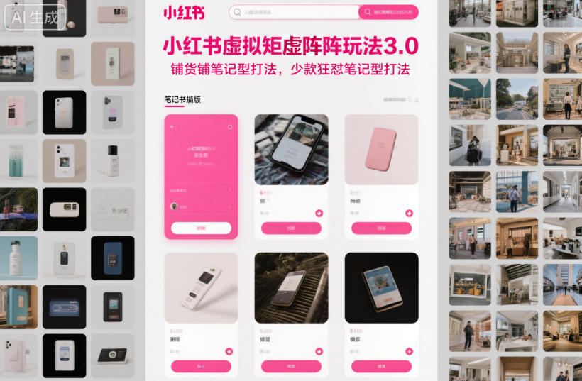 小红书虚拟矩阵玩法3.0，铺货铺笔记型打法，少款狂怼笔记型打法-菡洋资源网