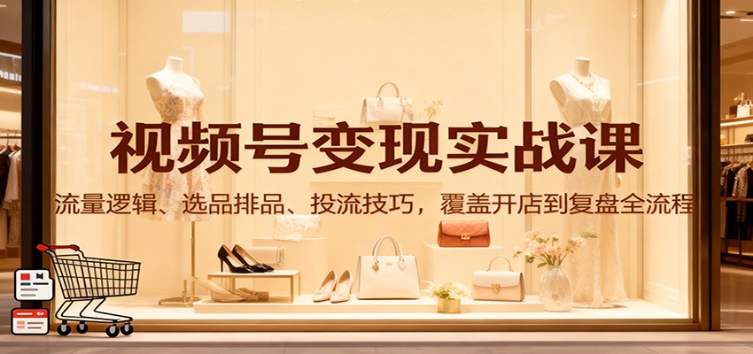 视频号变现实战课：流量逻辑、选品排品、投流技巧，覆盖开店到复盘全流程-菡洋资源网