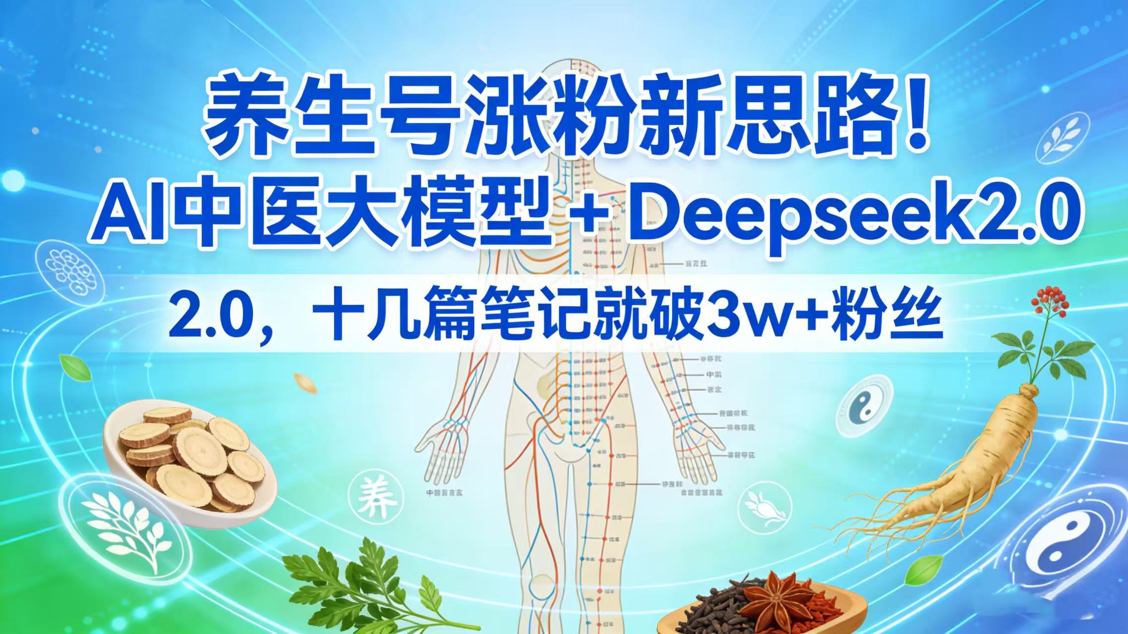养生号涨粉新思路！AI 中医大模型 + Deepseek 2.0，十几篇笔记就破 3w + 粉丝-菡洋资源网