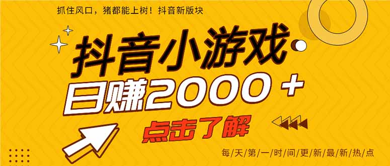 （16724期）25年爆火的抖音小游戏项目，一部手机日入2000+-菡洋资源网