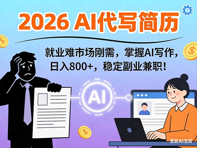 （17119期）AI代写简历，超暴利，用万能模板月入1-3万实战教程，2026年市场刚需！-菡洋资源网