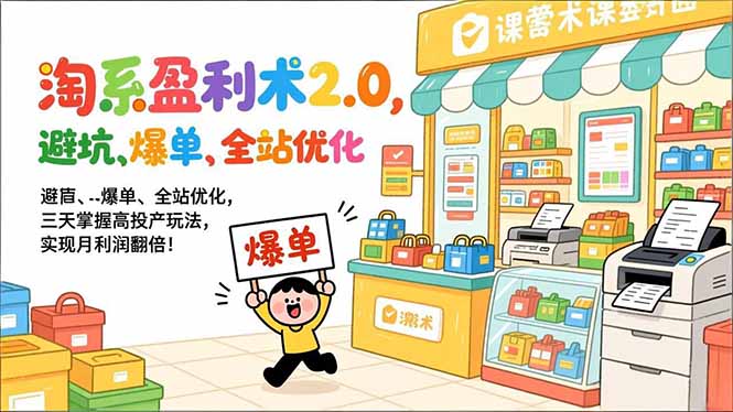 （17127期）淘系盈利术2.0，避坑、爆单、全站优化，三天掌握高投产玩法，实现月利润翻倍！-菡洋资源网
