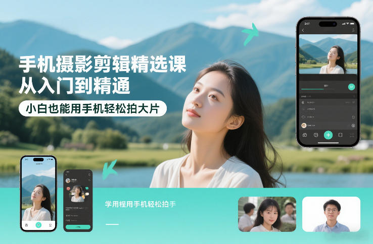 手机摄影剪辑精选课，从入门到精通，小白也能用手机轻松拍大片-菡洋资源网