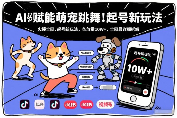 AI赋能萌宠跳舞，火爆全网，起号新玩法，条条播放量10W+，全网最详细拆解-菡洋资源网