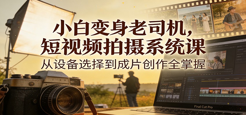 小白变身老司机，短视频拍摄系统课，从设备选择到成片创作全掌握-菡洋资源网