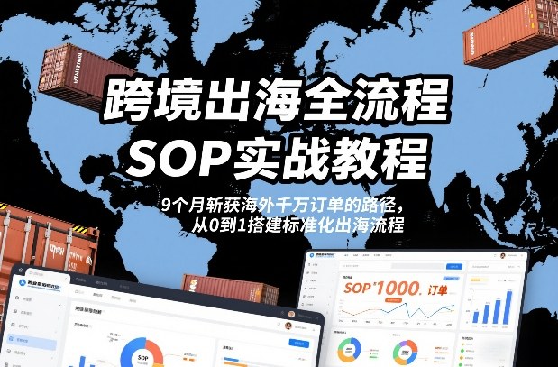跨境出海全流程全盘托出SOP实战教程，9个月斩获海外千万订单的路径，从0到1搭建标准化出海流程-菡洋资源网