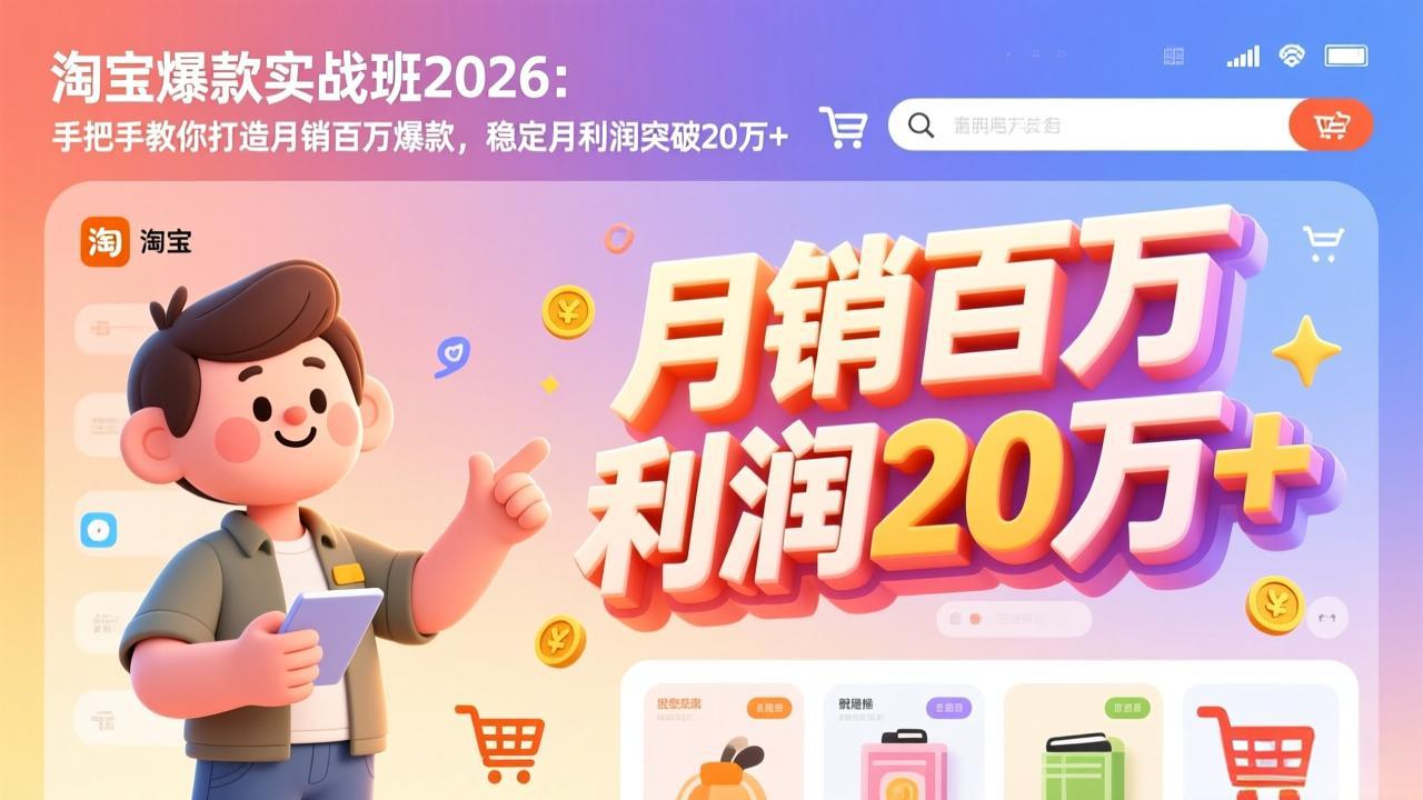 （17401期）淘宝爆款实战班-2026年2月更新：手把手教你打造月销百万爆款，稳定月利润突破20万+-菡洋资源网
