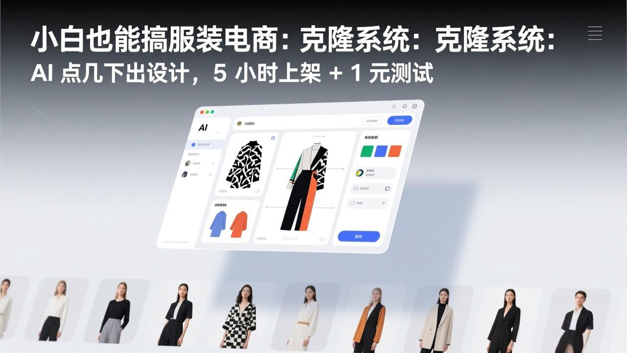 （17411期）小白也能搞服装电商：克隆系统：AI 点几下出设计，5 小时上架 + 1 元测试-菡洋资源网