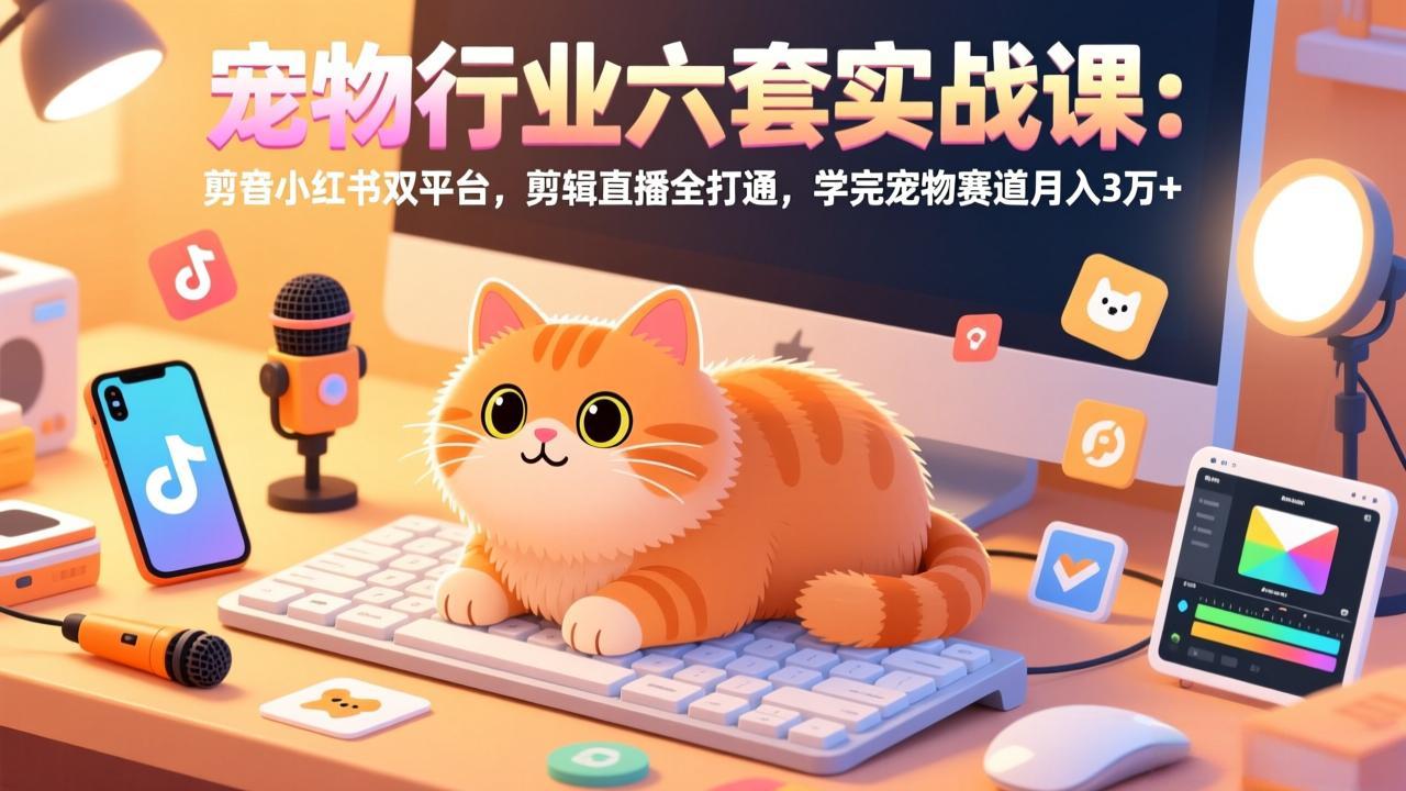 （17411期）宠物行业六套实战课：抖音小红书双平台，剪辑直播全打通，学完宠物赛道月入3万+-菡洋资源网