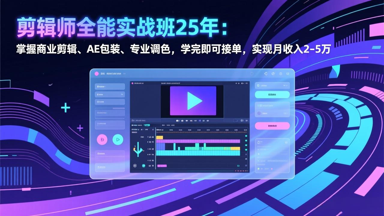 （17294期）剪辑师全能实战班25年：掌握商业剪辑、AE包装、专业调色，学完即可接单，实现月收入2-5万-菡洋资源网