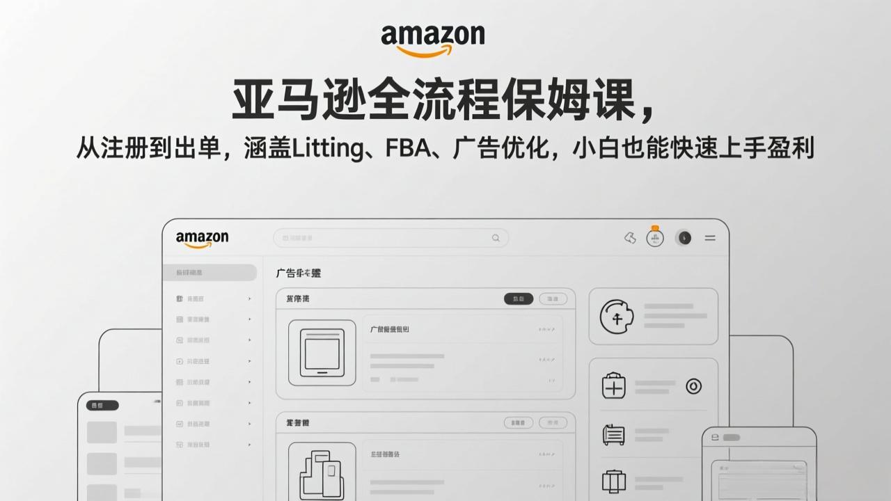 （17293期）亚马逊全流程保姆课，从注册到出单，涵盖Listing、FBA、广告优化，小白也能快速上手盈利-菡洋资源网