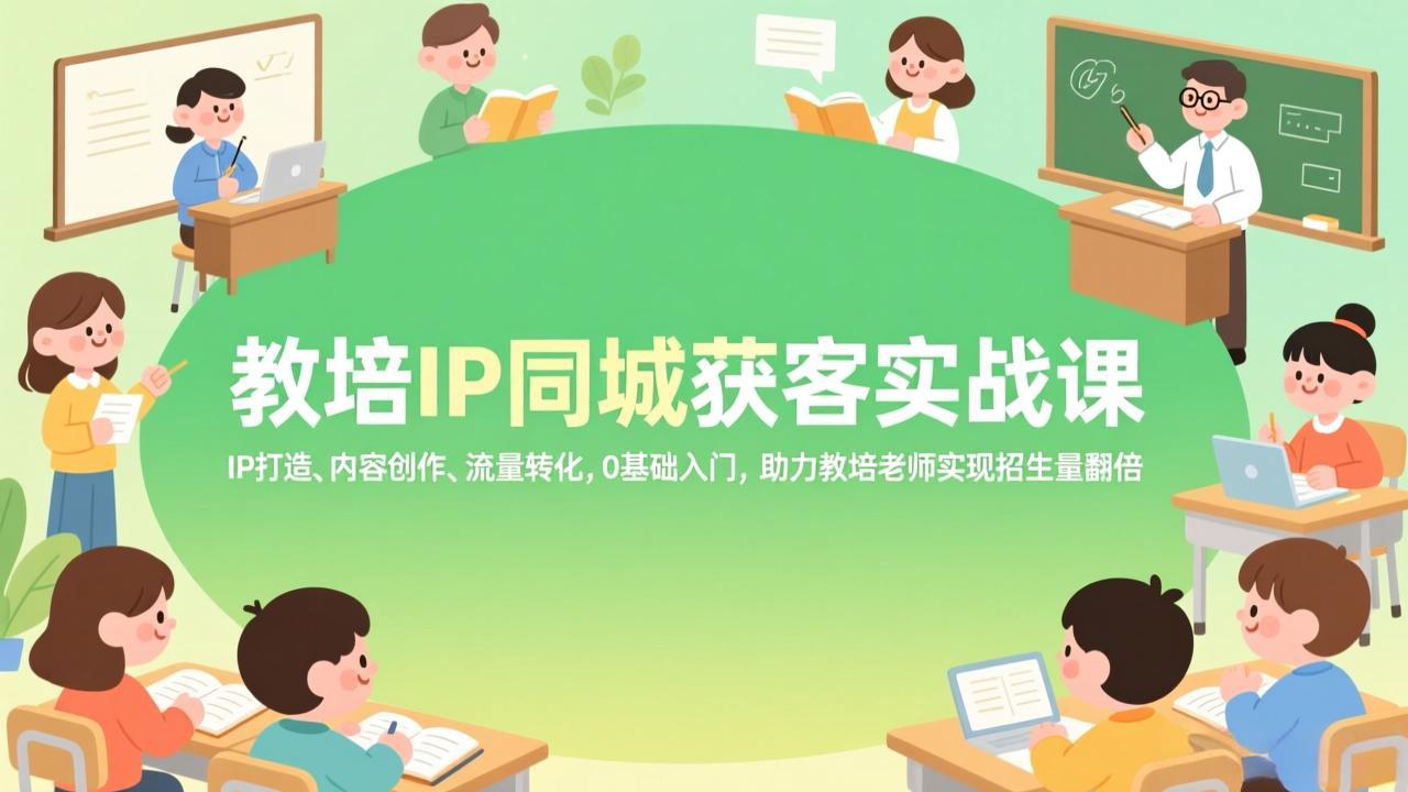 （17341期）教培IP同城获客实战课，IP打造、内容创作、流量转化，0基础入门，助力教培老师实现招生量翻倍-菡洋资源网