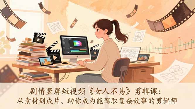 （17305期）剧情竖屏短视频《女人不易》剪辑课：从素材到成片、助你成为能驾驭复杂故事的剪辑师-菡洋资源网