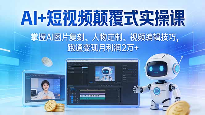 （17454期）AI+短视频颠覆式实操课：掌握AI图片复刻、人物定制、视频编辑技巧，跑通变现月利润2万+-菡洋资源网