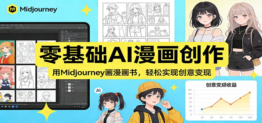 零基础AI漫画创作：用Midjourney画漫画书，轻松实现创意变现-菡洋资源网