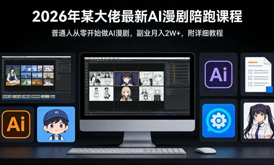 26年某大佬最新Ai漫剧陪跑课程，普通人从零开始做AI漫剧，副业月入2W+-菡洋资源网